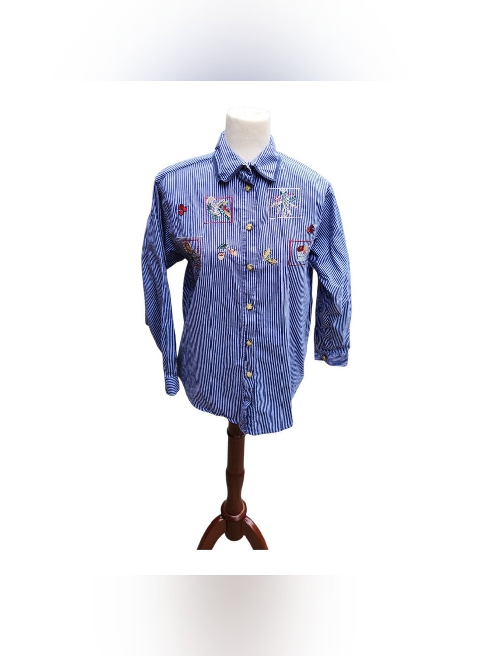 90s Vintage Garden autumn Floral Button Front Shirt Cottagecore petite medium